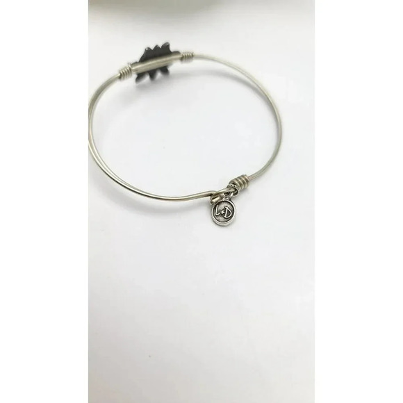 Luca + Danni Bangle Bracelet Lotus Flower Charm Born In USA Retired Silver Tone - Picture 3 of 6